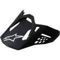 Alpinestars Supertech M10/M8 visir, ersättningsskärm för motocrosshjälm, matt svart finish, vit A-star-logotyp, aerodynamisk design med ventilationsöppningar