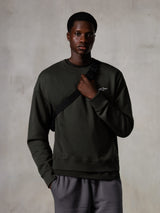 Alpinestars Essentials Ageless Crew, crewneck sweatshirt, Off Black, featuring a small white Alpinestars logo on the chest, ribbed collar and hem, casual lifestyle streetwear