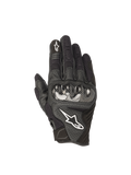 Alpinestars SMX-1 Air V2 handskar, svarta motorcykelhandskar i läder och mesh med hårt knogskydd för vägkörning