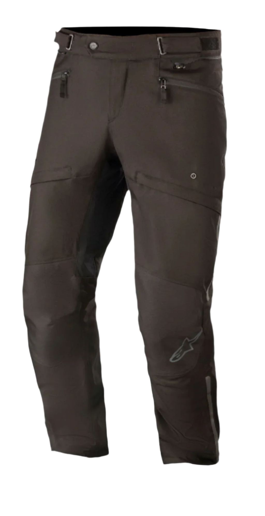 Alpinestars AST-1 V2 Waterproof Pants - Short, svarta vattentäta motorcykelbyxor för touring, vattentät textilkonstruktion, fickor med dragkedja och justerbar midja, förböjda ben med reflekterande logotyp