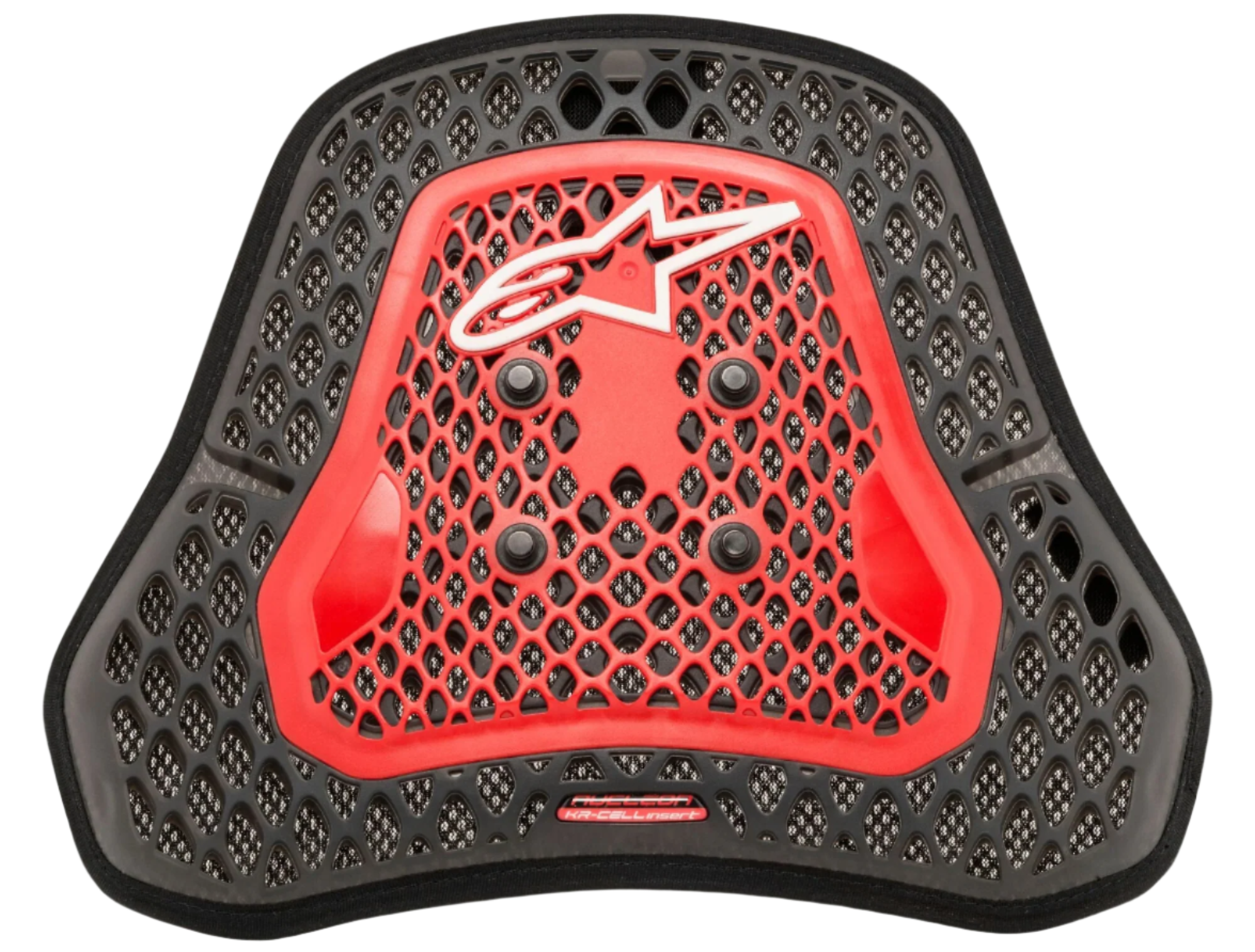 Alpinestars Nucleon KR-Cell Ci S bröstskydd, Transparent Smoke Red och svart, med en bikakemönstrad mikrocellstruktur, fyra svarta fästknappar, vit Alpinestars-logotyp, lätt ergonomisk skyddsinsats för motorcykelracing och sportkörning
