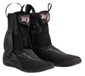 Alpinestars Tech-10 avtagbar innersko, svarta innerskor för motorcykelstövlar, röd och vit Tech-10-logotyp, texturerat tyg med syntetpaneler, justerbara remmar med metallknappar, dragflikar fram och bak