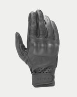 Alpinestars Stella Dyno Leather Gloves, Women's Motorcycle Gloves, Black, short cuff road riding glove, goat leather chassis with covered hard knuckle protection, perforated details for airflow, leather accordion panels on fingers, and adjustable wrist closure with Alpinestars branding