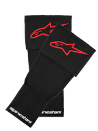 Alpinestars RK-S Knee Brace Sleeve, Black with Red Star Logo, Protective Motorcycle Gear Accessory, White Alpinestars Branding