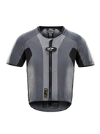 Tech-Air 5 System, dark gray and black motorcycle electronic airbag vest with front zipper and autonomous safety.