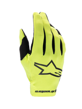 Alpinestars 2025 Radar handskar, gul fluo och svarta motocrosshandskar med enlagerskonstruktion för terrängkörning.
