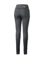 Alpinestars Shuri Dam Leggings Summer, svarta motorcykel-leggings i slim-fit-modell, vy bakifrån med hög midja, två bakfickor och diskret Alpinestars-branding på fickan och midjebandet
