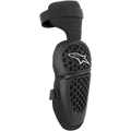 Alpinestars Youth Bionic Plus knäskydd, svarta, motocross- och offroad-skydd, honeycomb-mönstrat skal med vit stjärnlogotyp, justerbart dubbelt remstängningssystem, 3D-nät på baksidan för ventilation