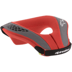 Alpinestars Youth Sequence Neck Roll, nackskydd för motocross, röd och grå, med röd mesh-vaddering och grå detaljer, svart rem med vit logotyp, ergonomiskt skydd för unga förare