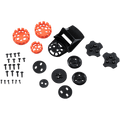 Alpinestars Supertech M10/M8 kopplingsset för hjälmvisir, svart och orange, reservdelssats med olika svarta plastfästen, orangea runda kopplingar och metallskruvar, designad för säker visirmontering på motocrosshjälmar