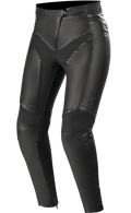 Alpinestars Stella Vika V2 Leather Pants, Women's Motorcycle Pants, Black, premium leather construction with aramid stretch panels, fitted design for a flattering silhouette, CE-certified protection, sleek urban riding gear